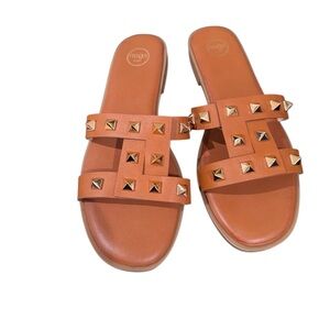 Women's Tan Studded Sandals